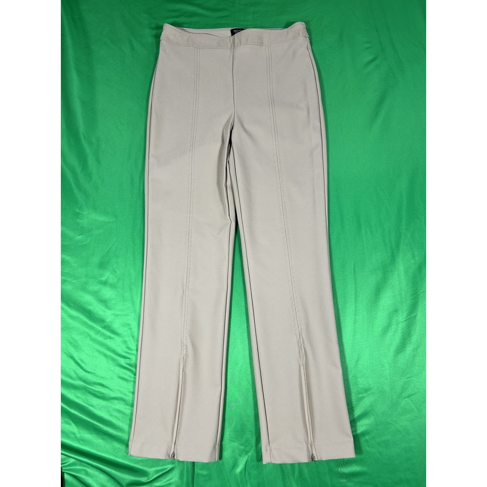 Rachel Zoe Beige Zip-Hem Ponte Trousers Womens Size 8 Sand Straight Leg Pants